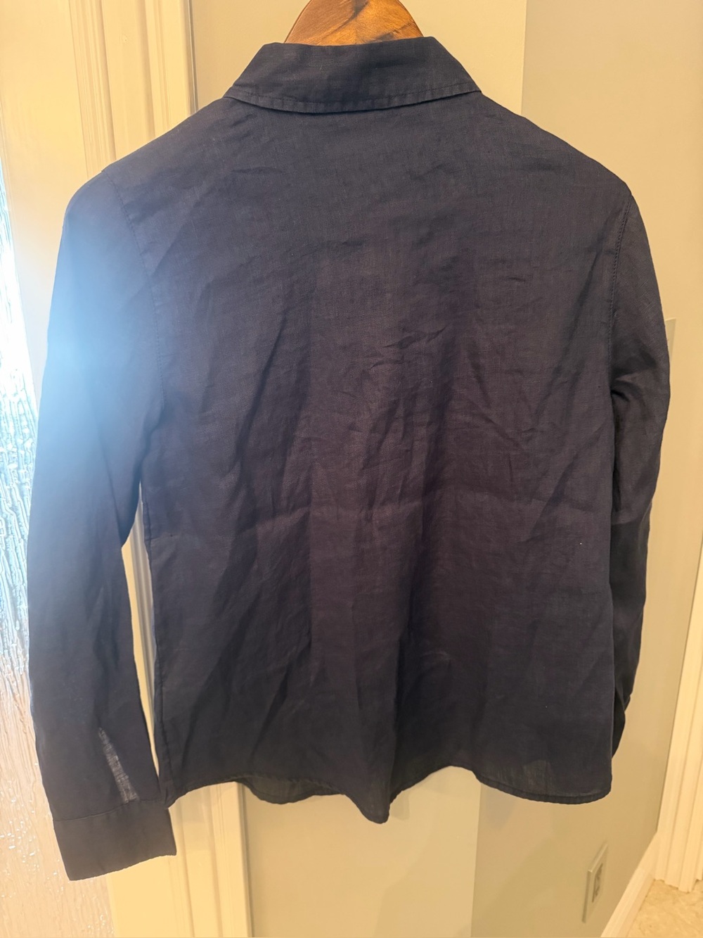 Joie 100% Linen Navy Button Front Collared Shirt Blouse NWT Size Small - Picture 2 of 6